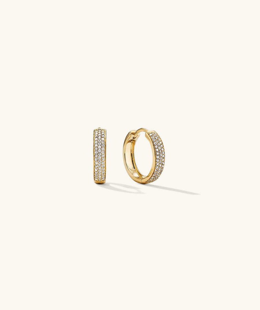 Earrings | Mejuri Bold Pav Diamond Small Hoops