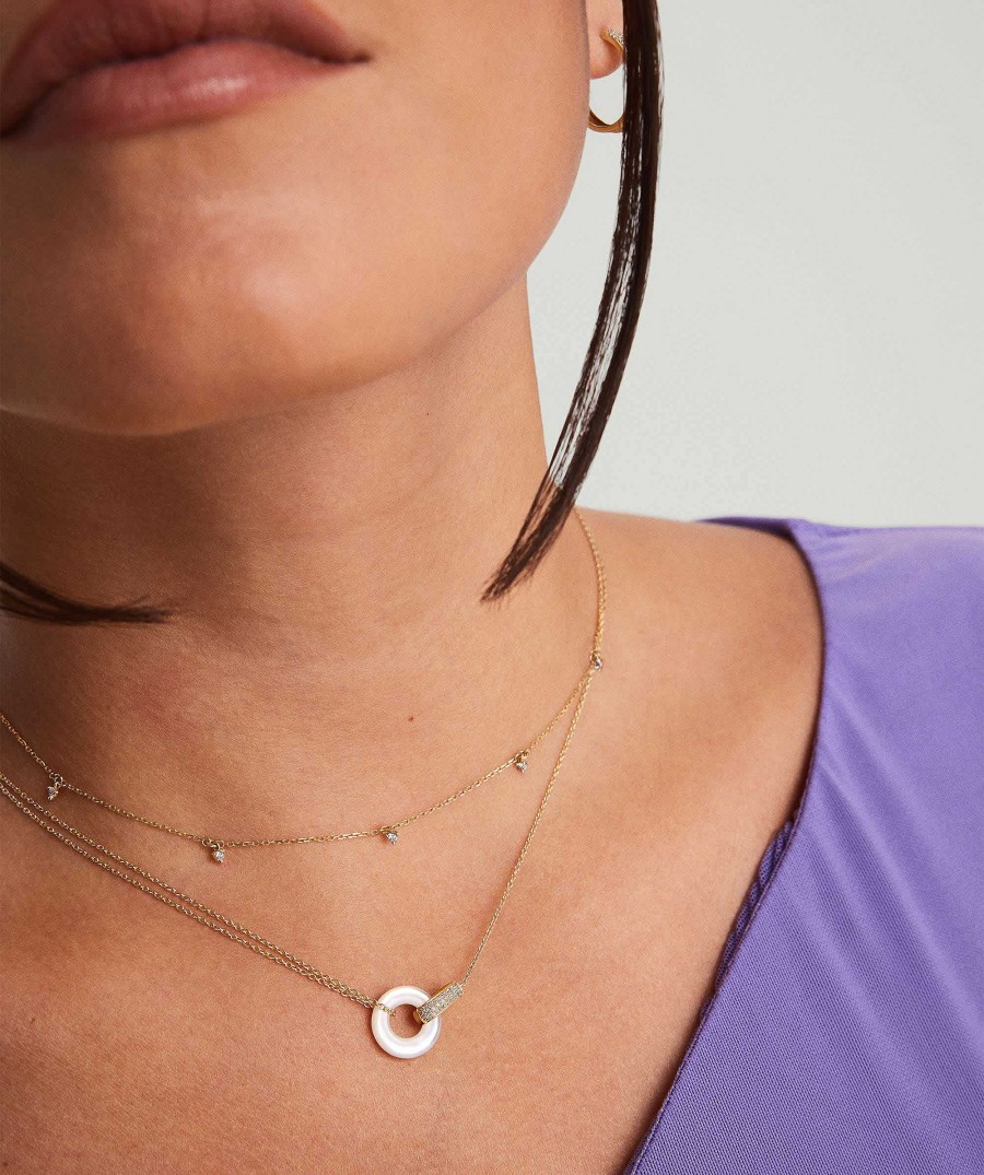 Necklaces | Mejuri Linked Pav Diamond Pearl Necklace