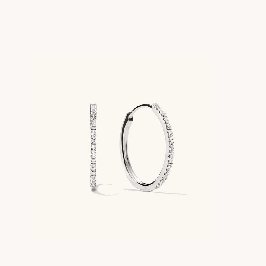 Earrings | Mejuri Pav Diamond Medium Hoops