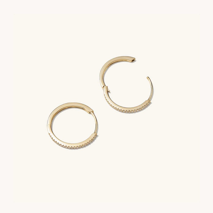 Earrings | Mejuri Pav Diamond Medium Hoops