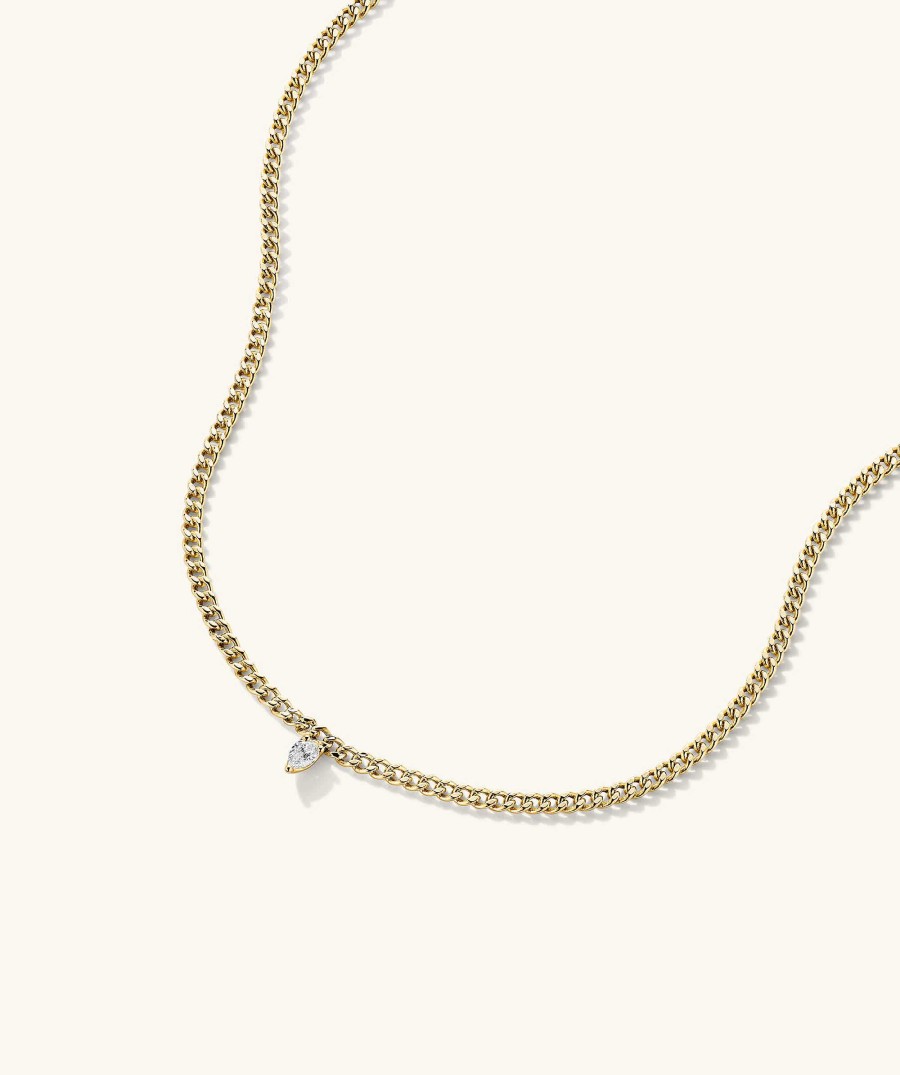 Necklaces | Mejuri Pear Diamond Curb Chain Necklace