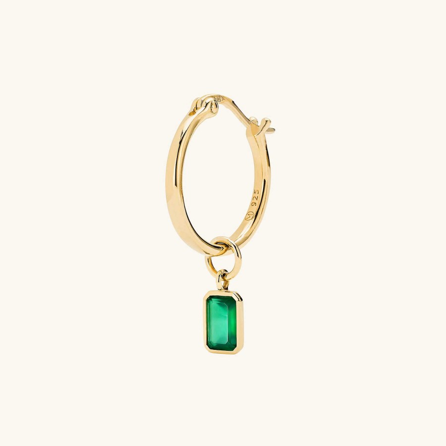 Earrings | Mejuri Single Emerald Cut Gemstone Hoop Charm