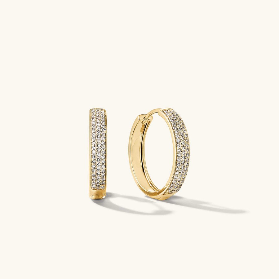 Earrings | Mejuri Bold Pav Diamond Medium Hoops