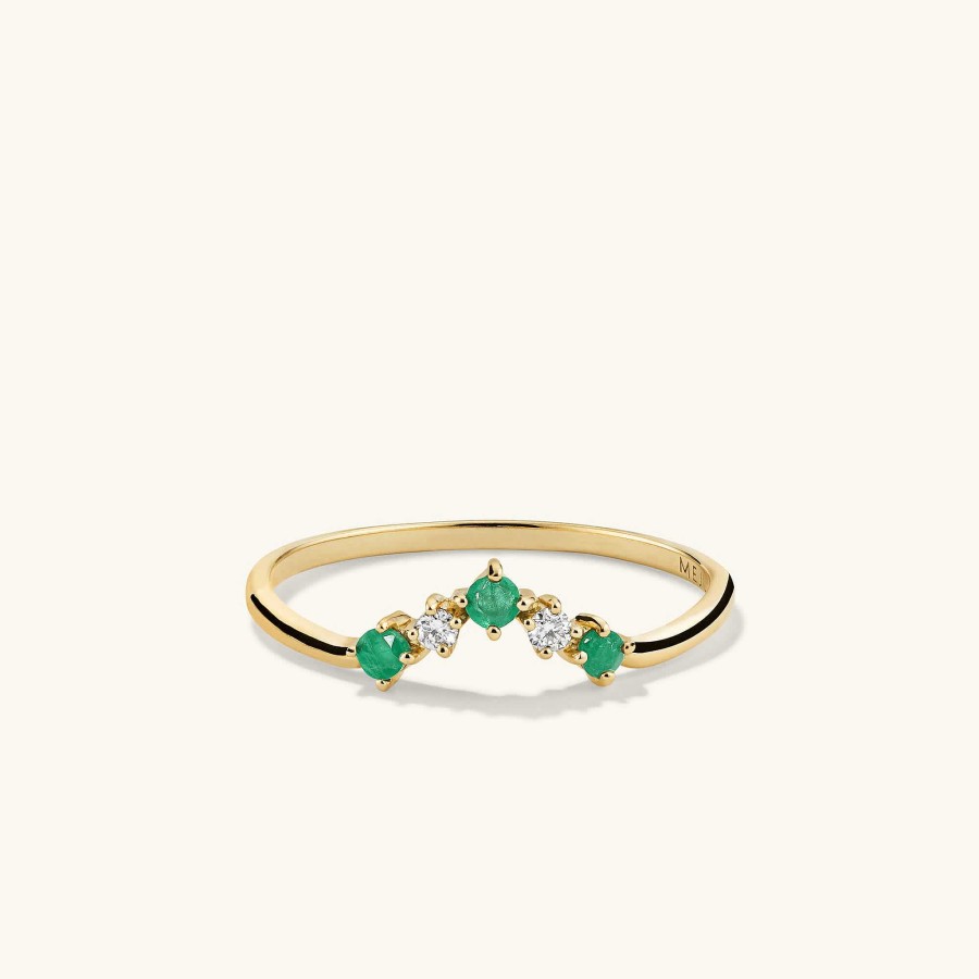 Rings | Mejuri Emerald And Diamond Wishbone Ring