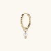 Earrings | Mejuri Single Diamond And Pearl Hoop Charm