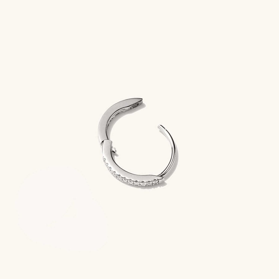 Earrings | Mejuri Single Pav Diamond Huggie Hoop