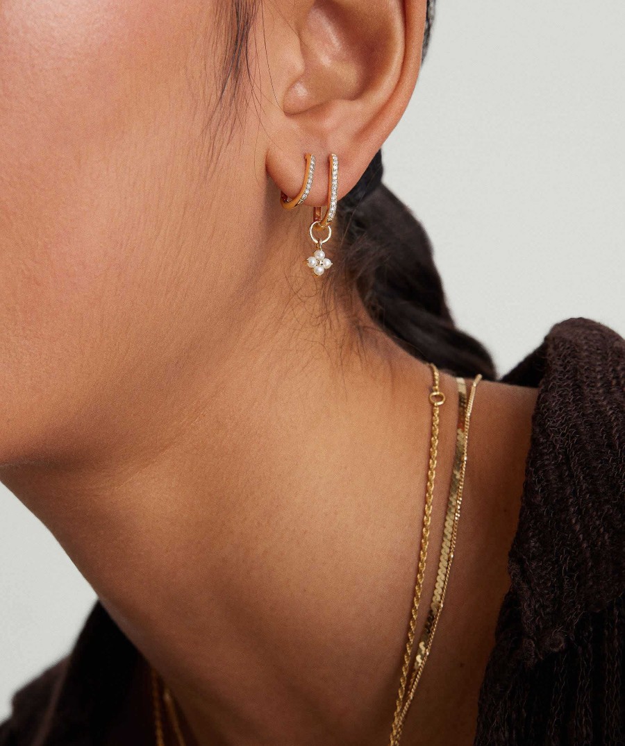 Earrings | Mejuri Cluster Pearl Hoop Charm