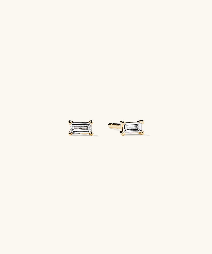 Earrings | Mejuri Mini Baguette Diamond Studs