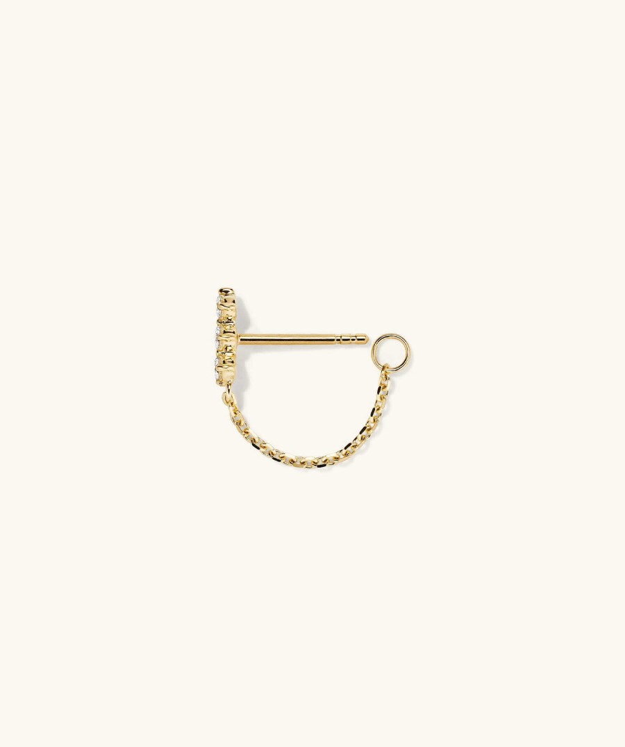 Earrings | Mejuri Single Diamond Trio Chain Stud