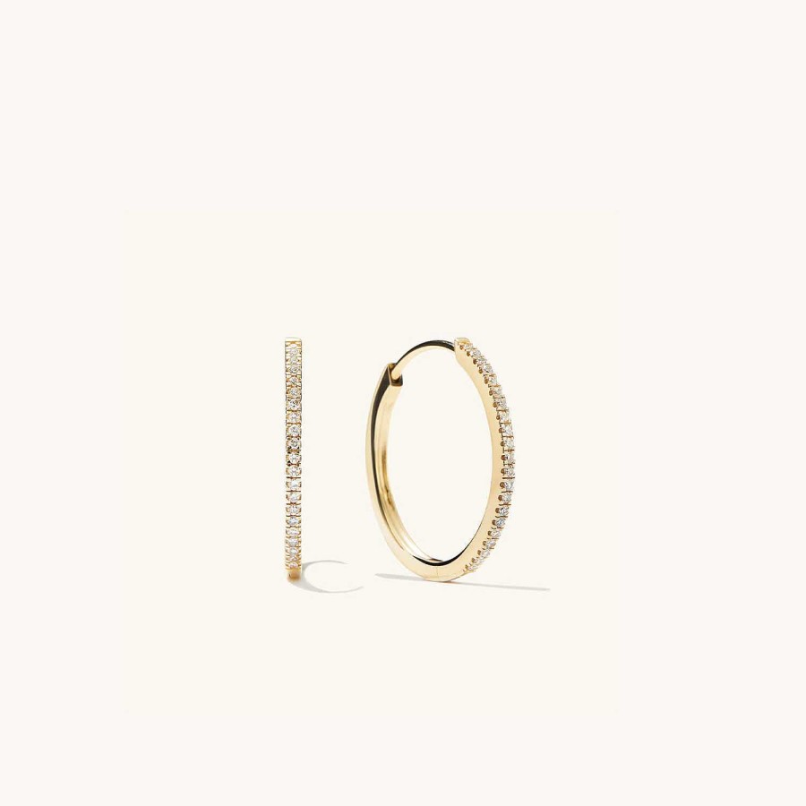 Earrings | Mejuri Pav Diamond Medium Hoops