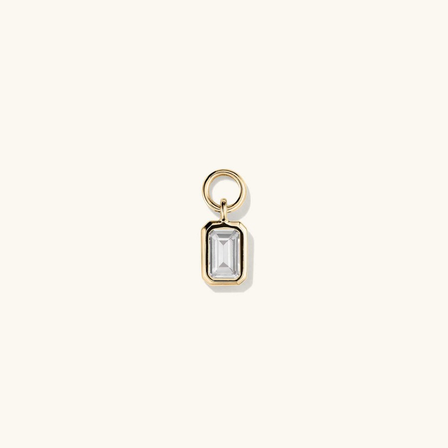 Earrings | Mejuri Single Emerald Cut Gemstone Hoop Charm