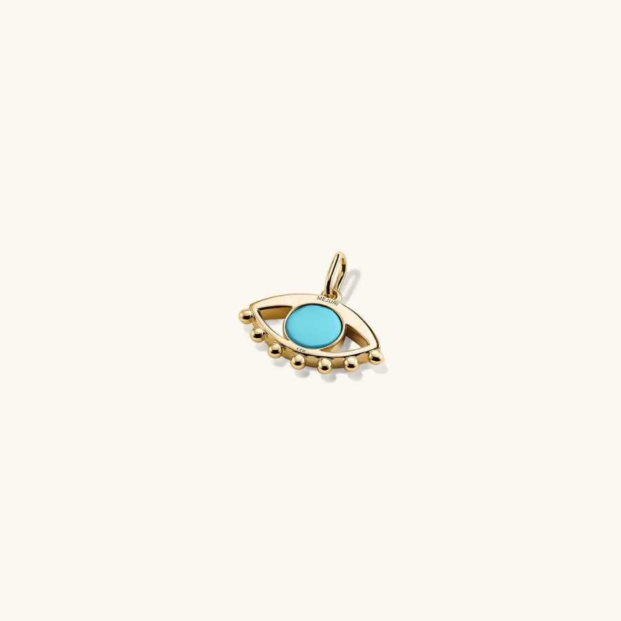 Necklaces | Mejuri Evil Eye Pav Diamond & Turquoise Charm Pendant