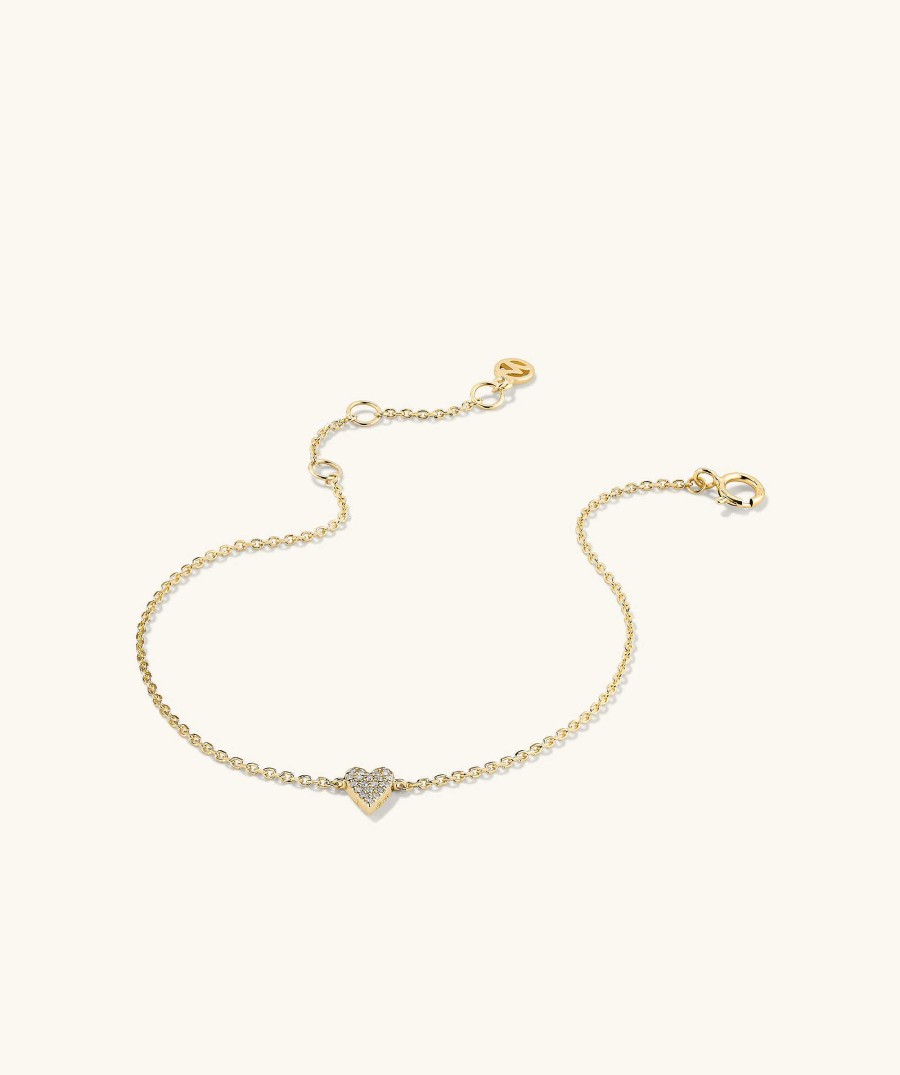 Bracelets | Mejuri Mini Heart Pav Diamond Bracelet