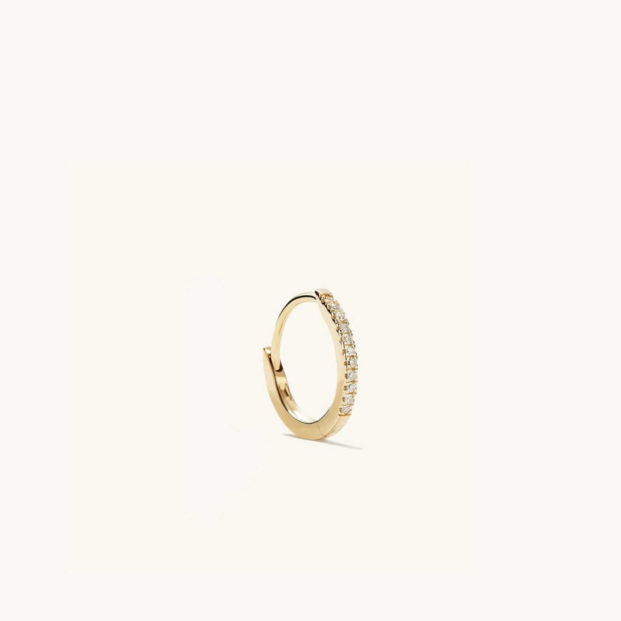 Earrings | Mejuri Single Pav Diamond Huggie Hoop