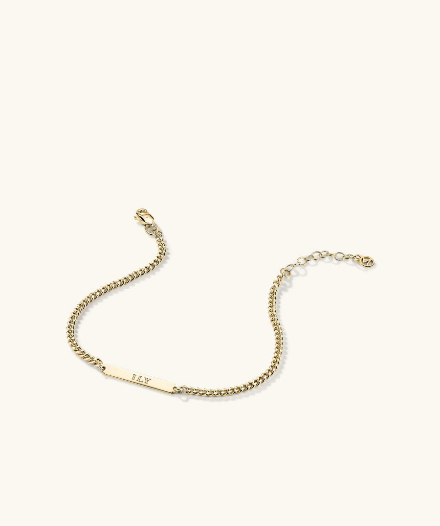 Bracelets | Mejuri Engravable Bar Curb Chain Bracelet