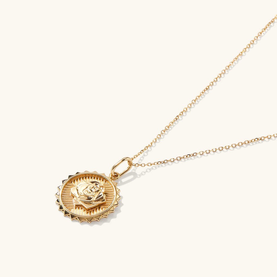 Necklaces | Mejuri Strength: Rose Coin Charm Pendant