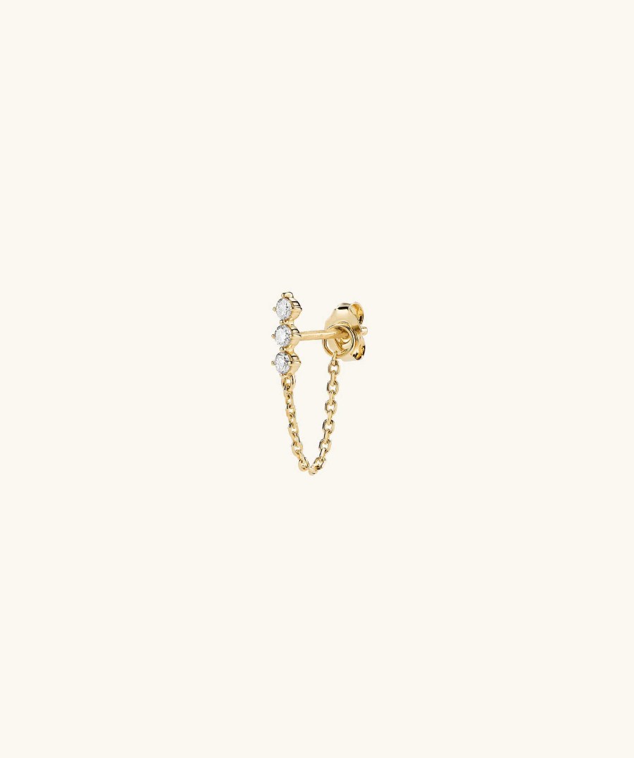 Earrings | Mejuri Single Diamond Trio Chain Stud