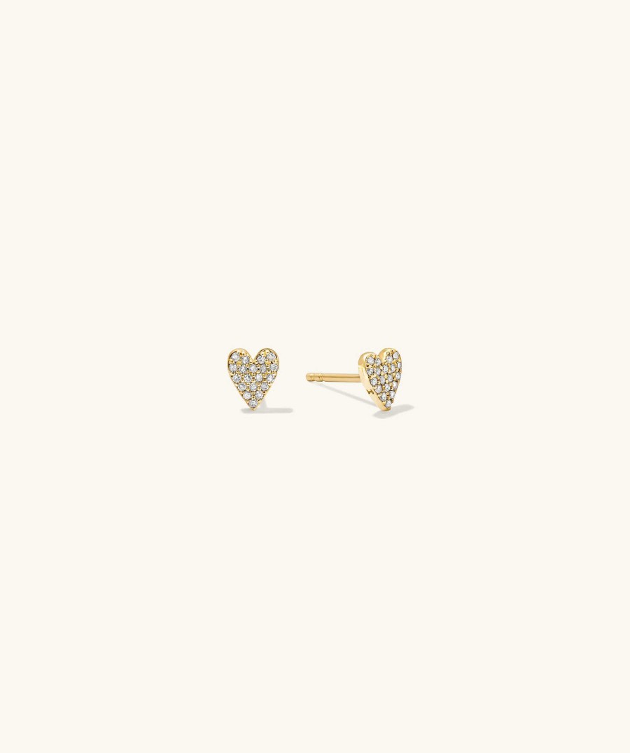 Earrings | Mejuri Mini Heart Pav Diamond Stud Earrings