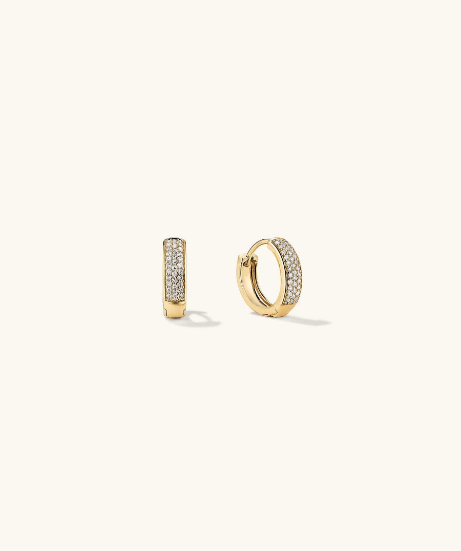 Earrings | Mejuri Bold Pav Diamond Huggie Hoops