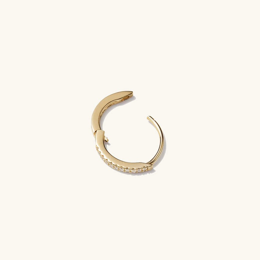 Earrings | Mejuri Single Pav Diamond Huggie Hoop