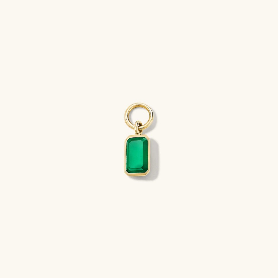 Earrings | Mejuri Single Emerald Cut Gemstone Hoop Charm