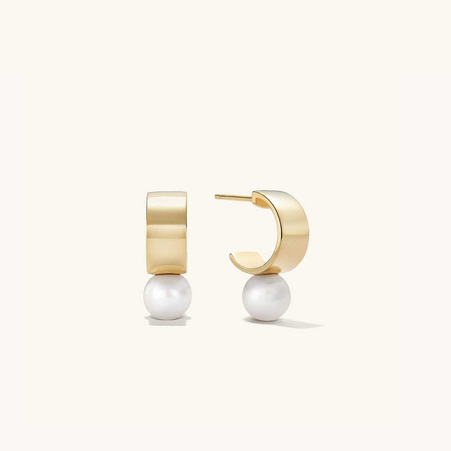 Earrings | Mejuri Bold Pearl Huggies