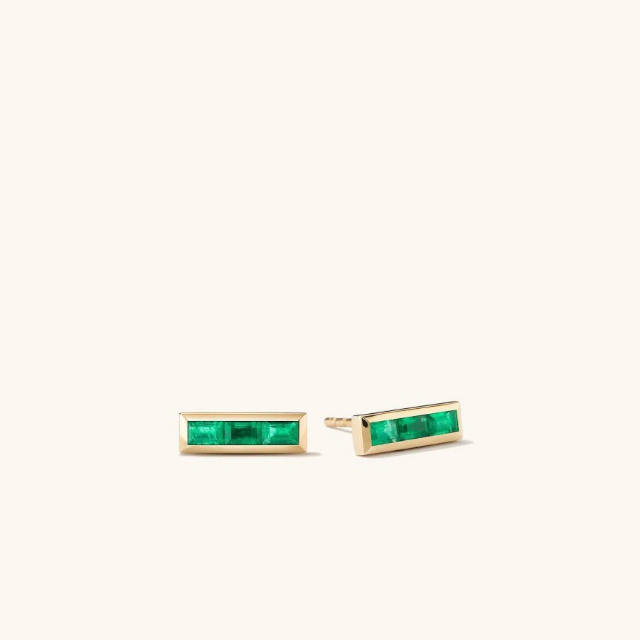 Earrings | Mejuri Baguette Emerald Stud Earrings