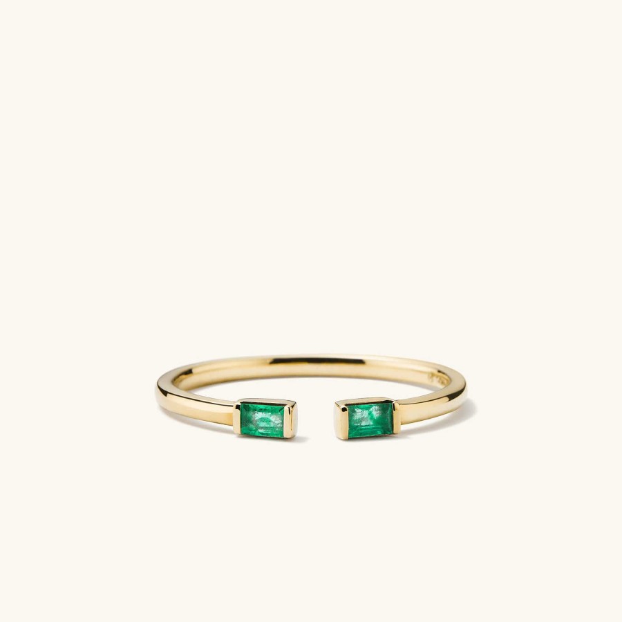 Rings | Mejuri Baguette Emerald Open Ring