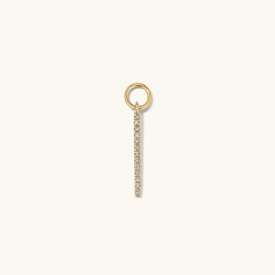 Earrings | Mejuri Single Pav Diamond Bar Hoop Charm