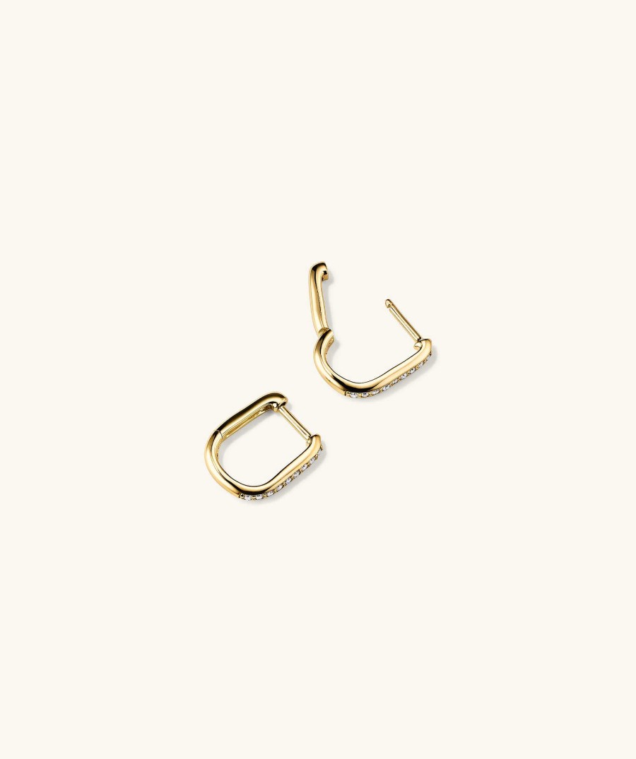 Earrings | Mejuri Pav Diamond Huggie U Hoops