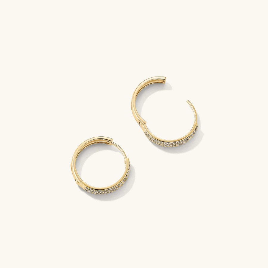 Earrings | Mejuri Bold Pav Diamond Medium Hoops