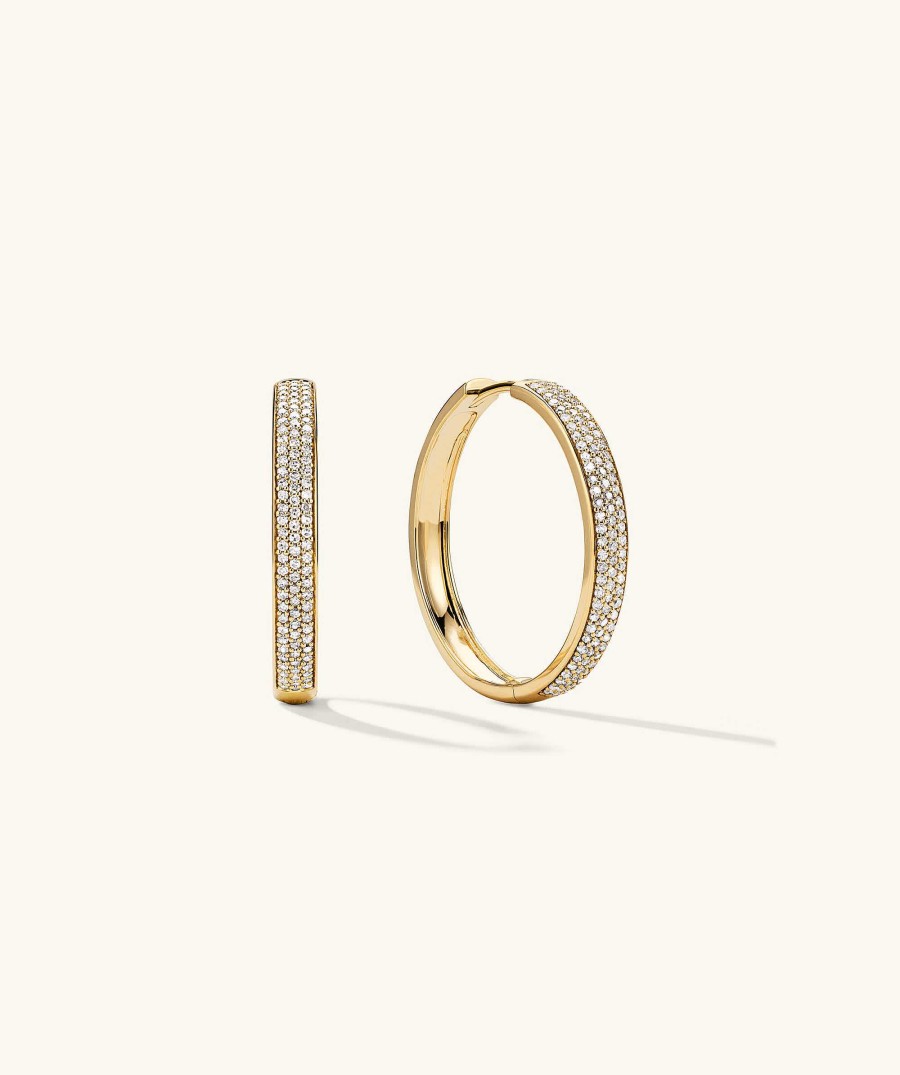 Earrings | Mejuri Bold Pav Diamond Large Hoops