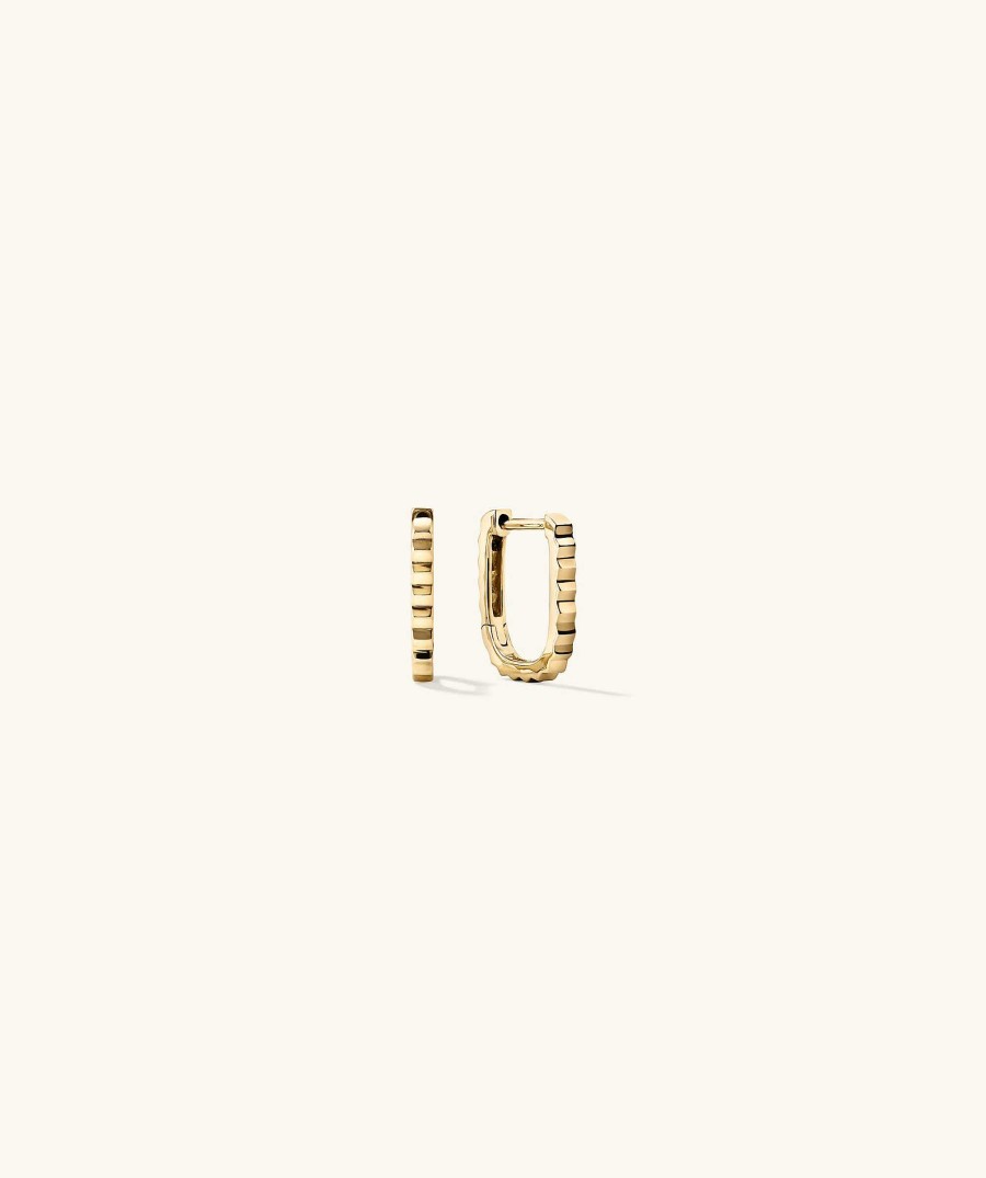 Earrings | Mejuri Pleated Huggie U Hoops