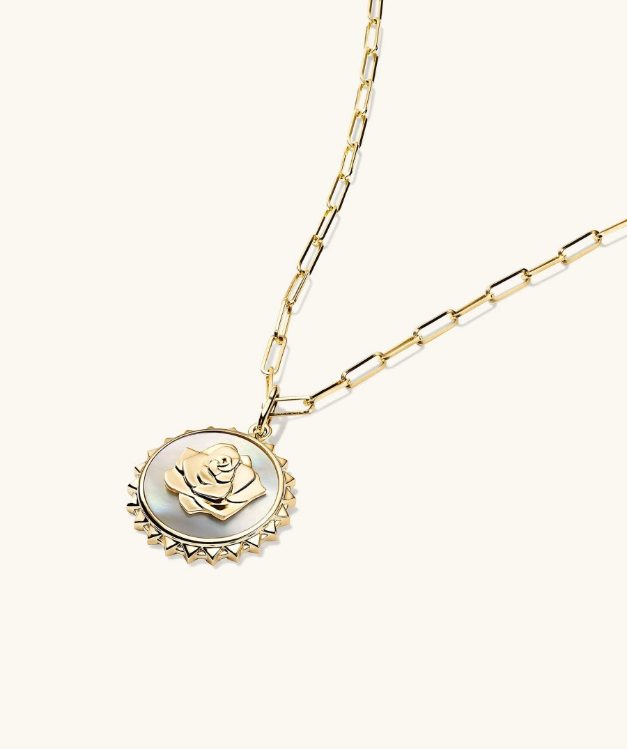 Necklaces | Mejuri Strength: Rose Pearl Coin Charm Pendant