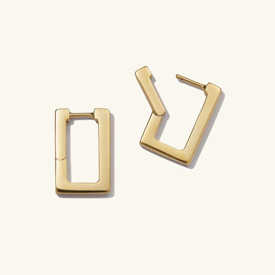 Earrings | Mejuri Block Medium Hoops