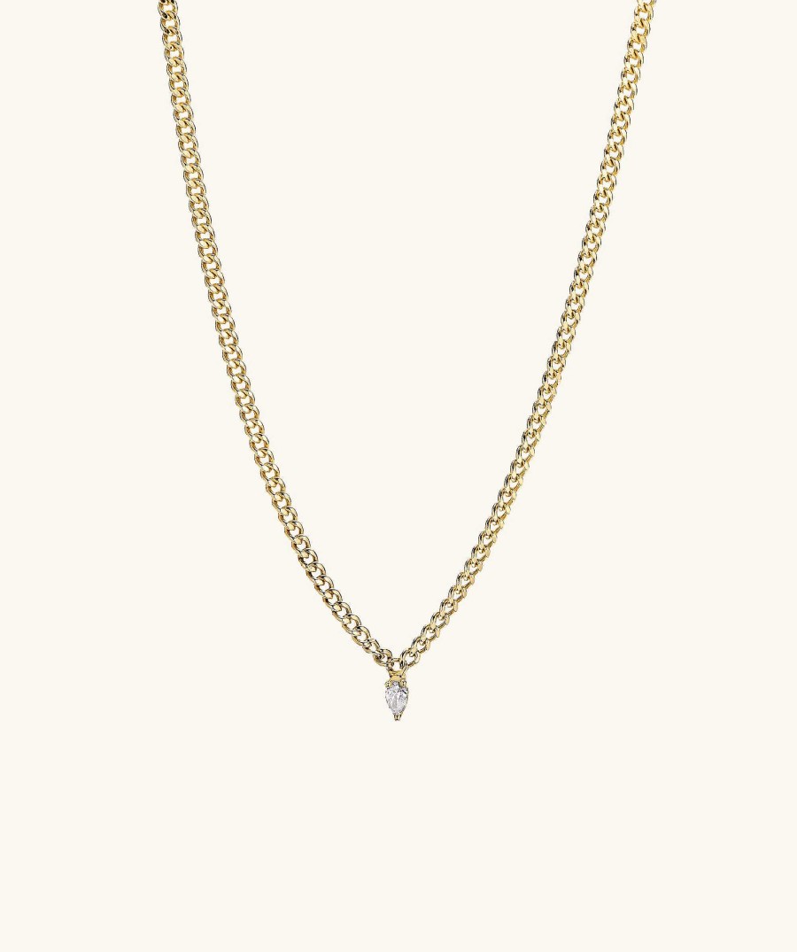 Necklaces | Mejuri Pear Diamond Curb Chain Necklace