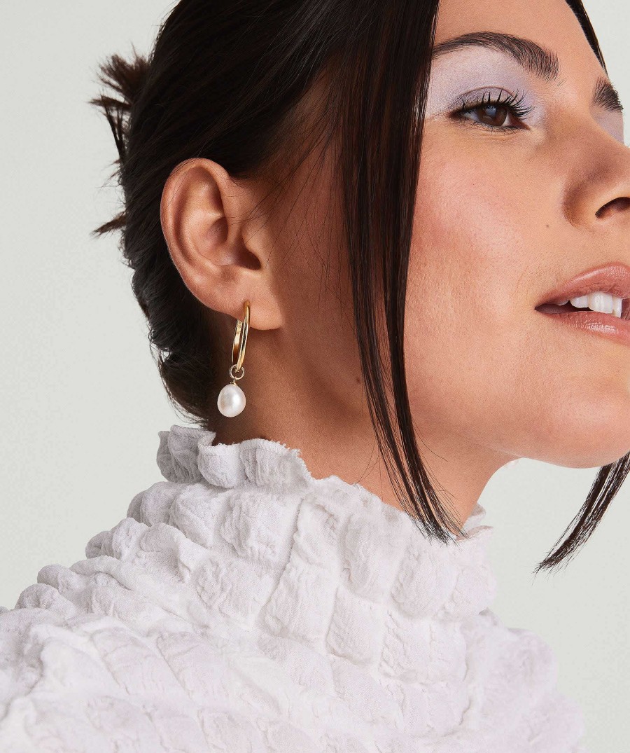 Earrings | Mejuri Organic Pearl Hoop Charms