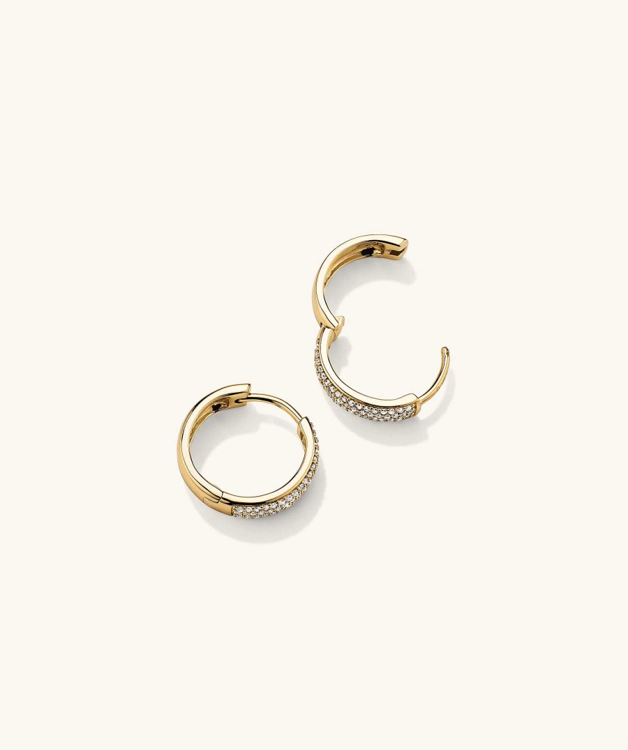 Earrings | Mejuri Bold Pav Diamond Small Hoops