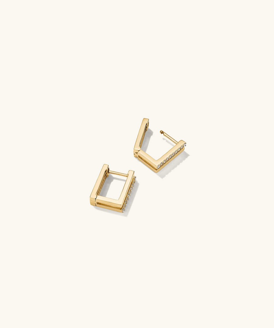 Earrings | Mejuri Block Pav Diamond Duo Hoops