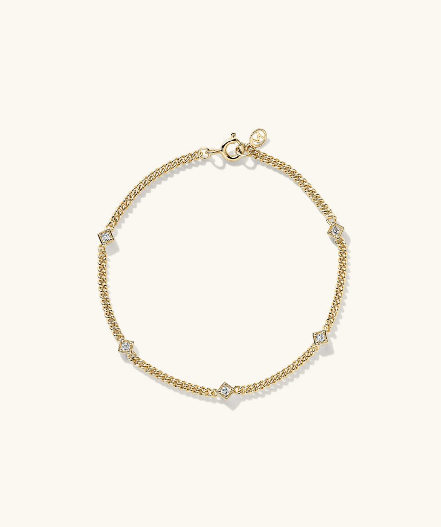 Bracelets | Mejuri Angled Gemstone Curb Chain Bracelet