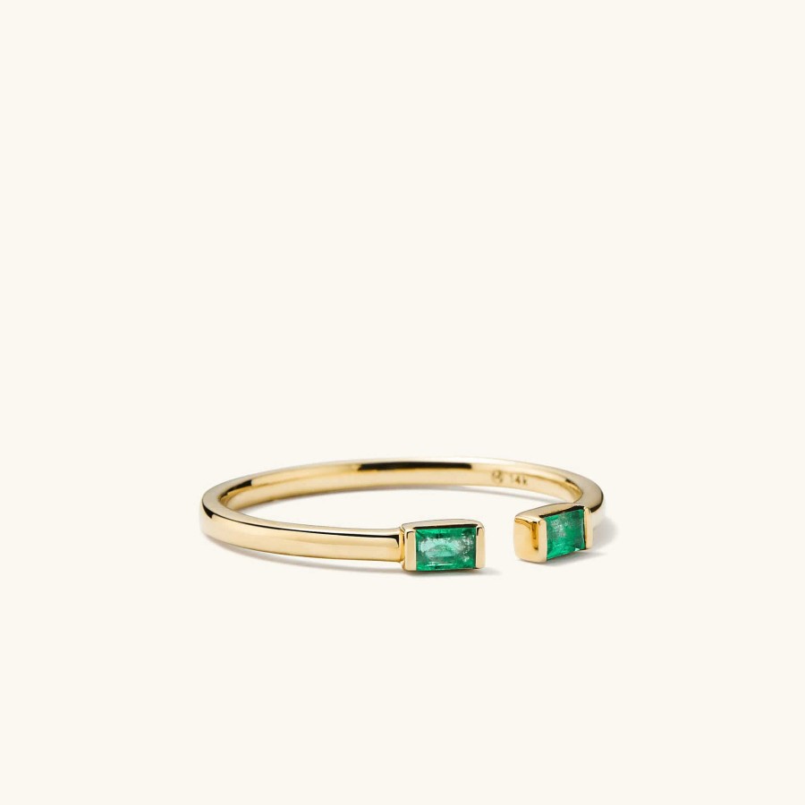 Rings | Mejuri Baguette Emerald Open Ring