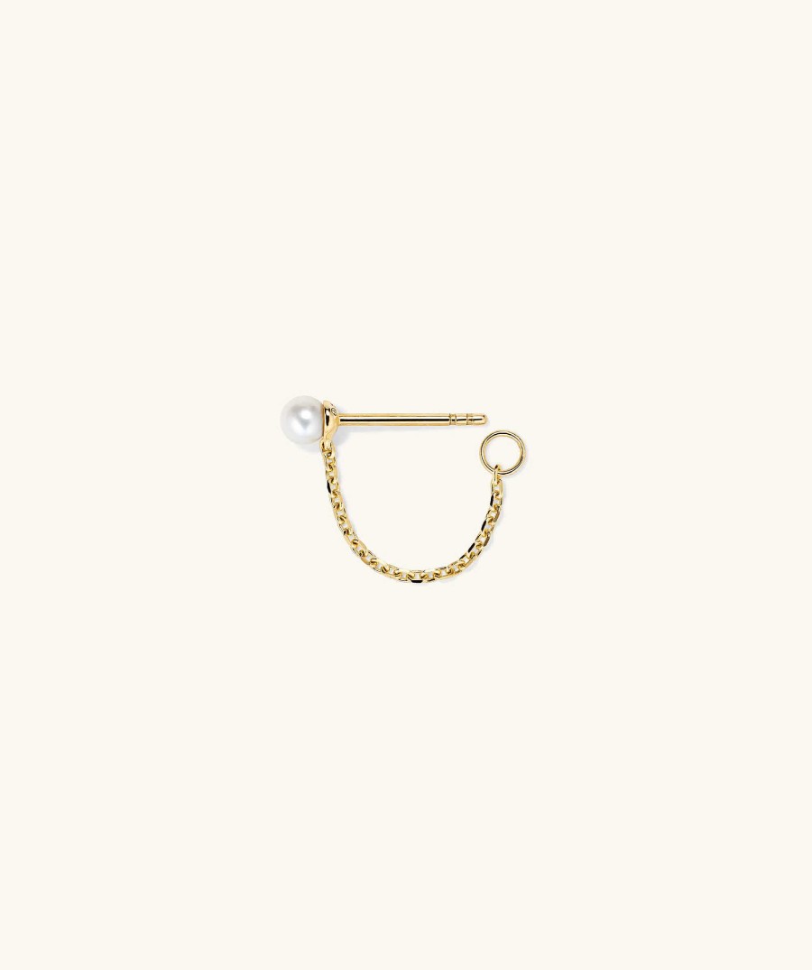 Earrings | Mejuri Single Pearl Chain Stud