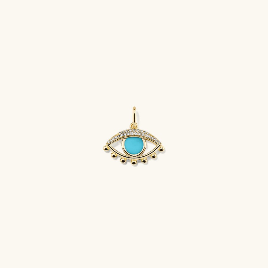 Necklaces | Mejuri Evil Eye Pav Diamond & Turquoise Charm Pendant