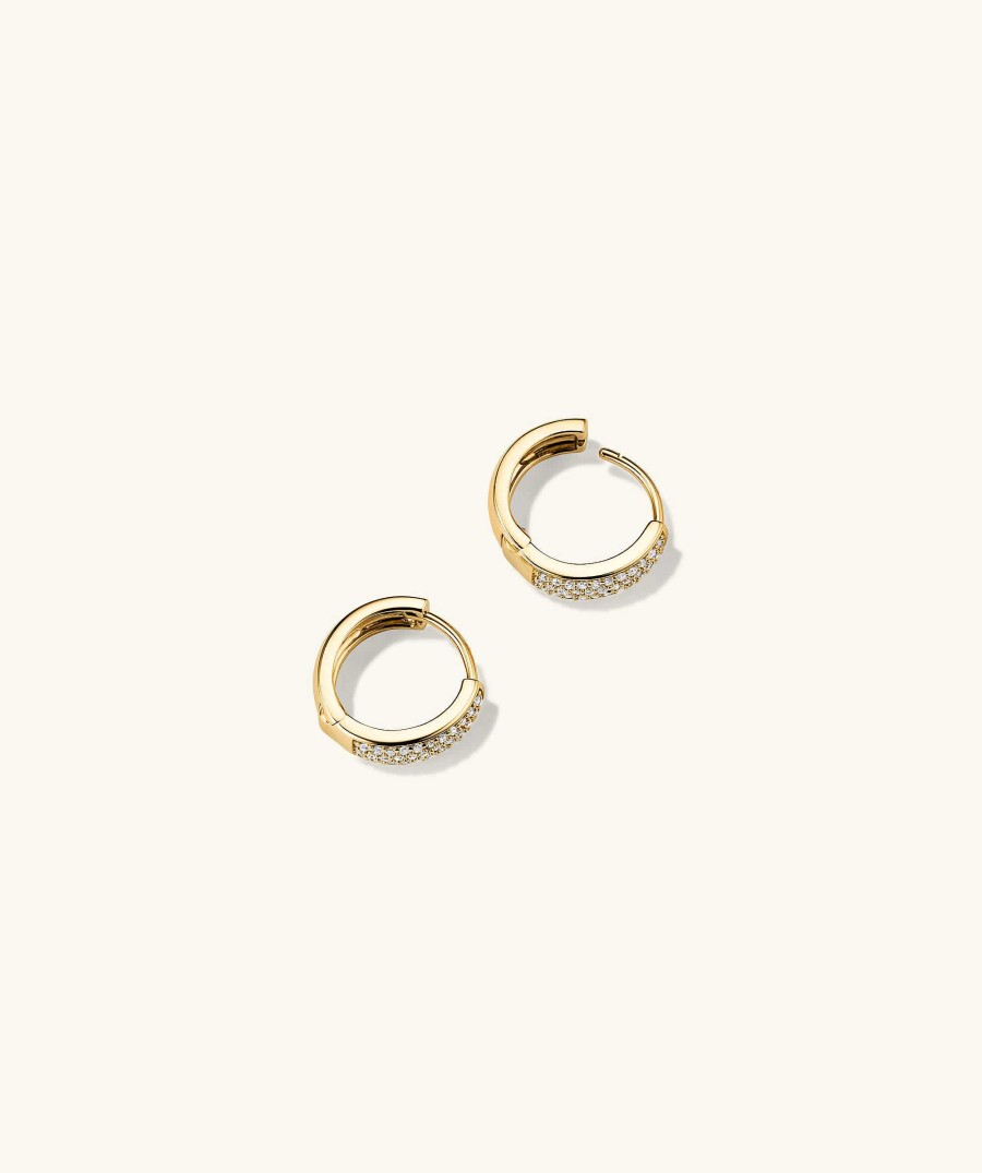 Earrings | Mejuri Bold Pav Diamond Huggie Hoops