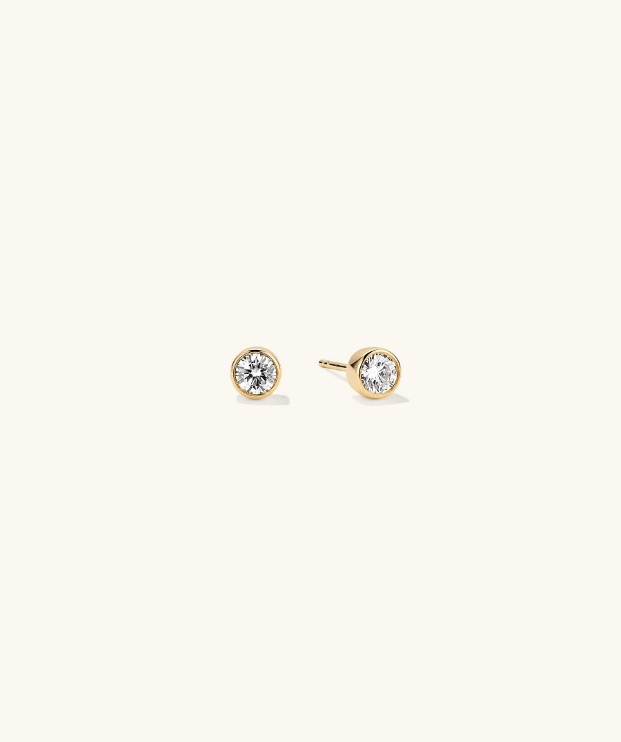 Earrings | Mejuri Bezel Round Lab Grown Diamond Studs 0.5 Ct